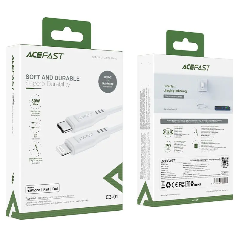 Acefast iPhone PD Combo 20watt (A3)+ MFI Certified Lightning Cable (C3-01) - Image 7