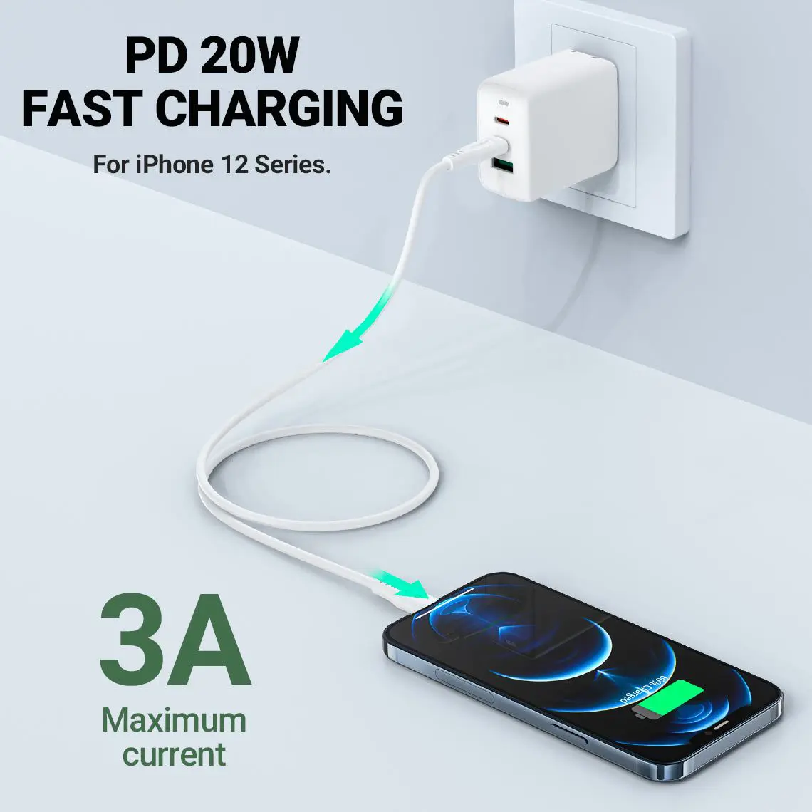 Acefast iPhone PD Combo 20watt (A3)+ MFI Certified Lightning Cable (C3-01) - Image 8