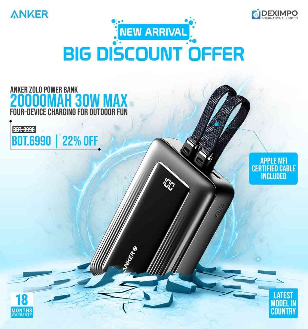 Anker Zolo Power Bank 20000mAh 30W _ Deximpo International Limited