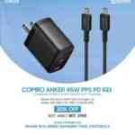 Anker 313 Combo 45W Fast Charger 2.0 for Samsung also PPS/PD/IQ3 Support Black