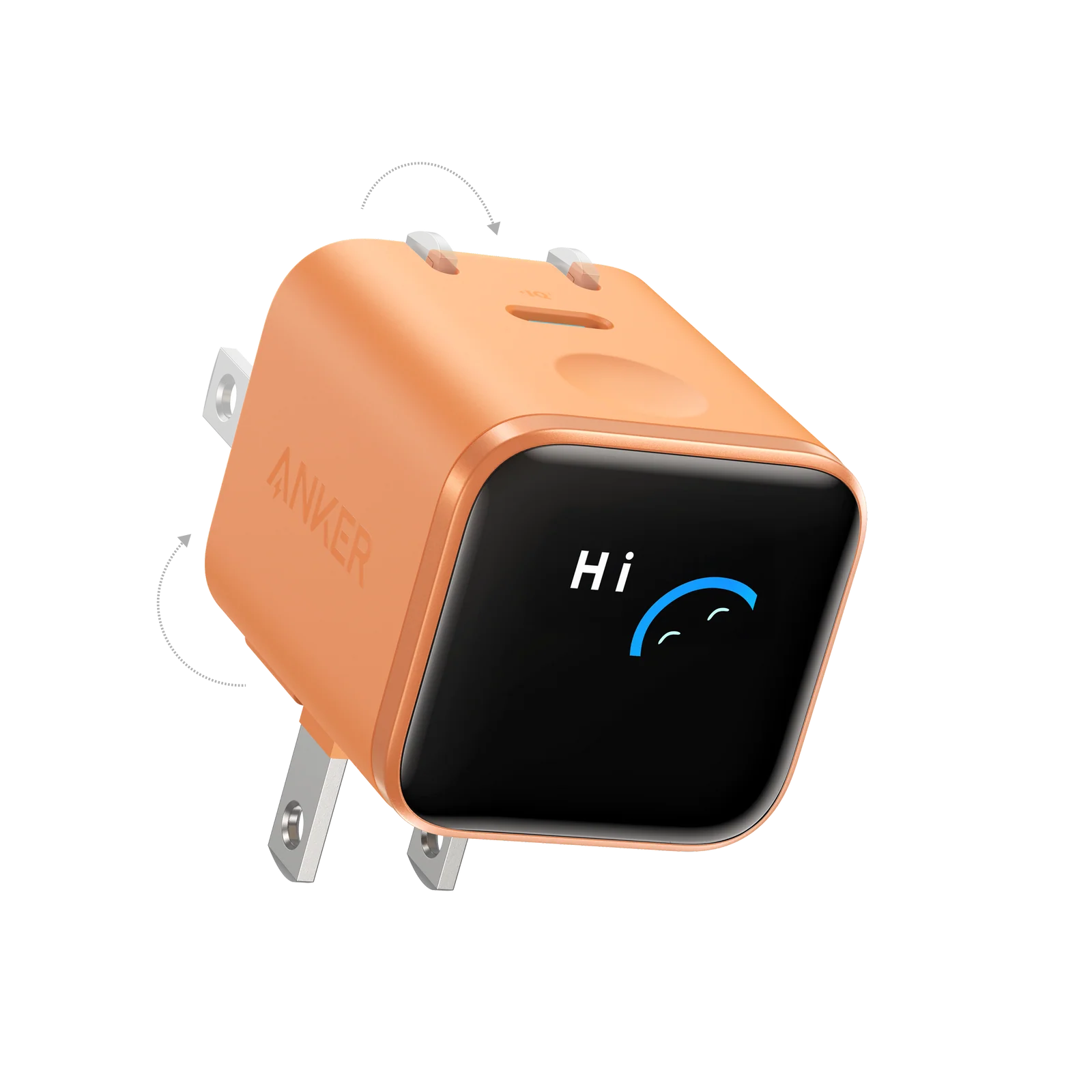 Anker-Nano-Charger-45W-Smart-Display-180°-Foldable_Orange.webp Anker Nano Charger (45W, Smart Display, 180° Foldable) - Image 1