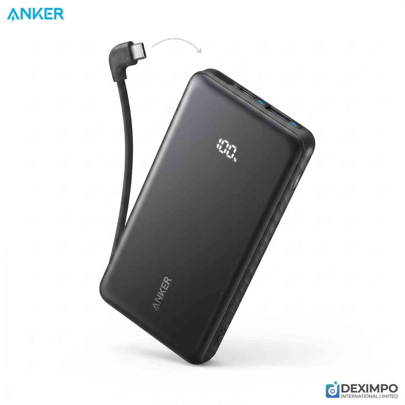 Anker Zolo 10000mAh 22.5W Power Bank with Built-in USB-C Cable_ Black ph Anker Zolo 10000mAh 22.5W Power Bank with Built-in USB-C Cable - Image 1