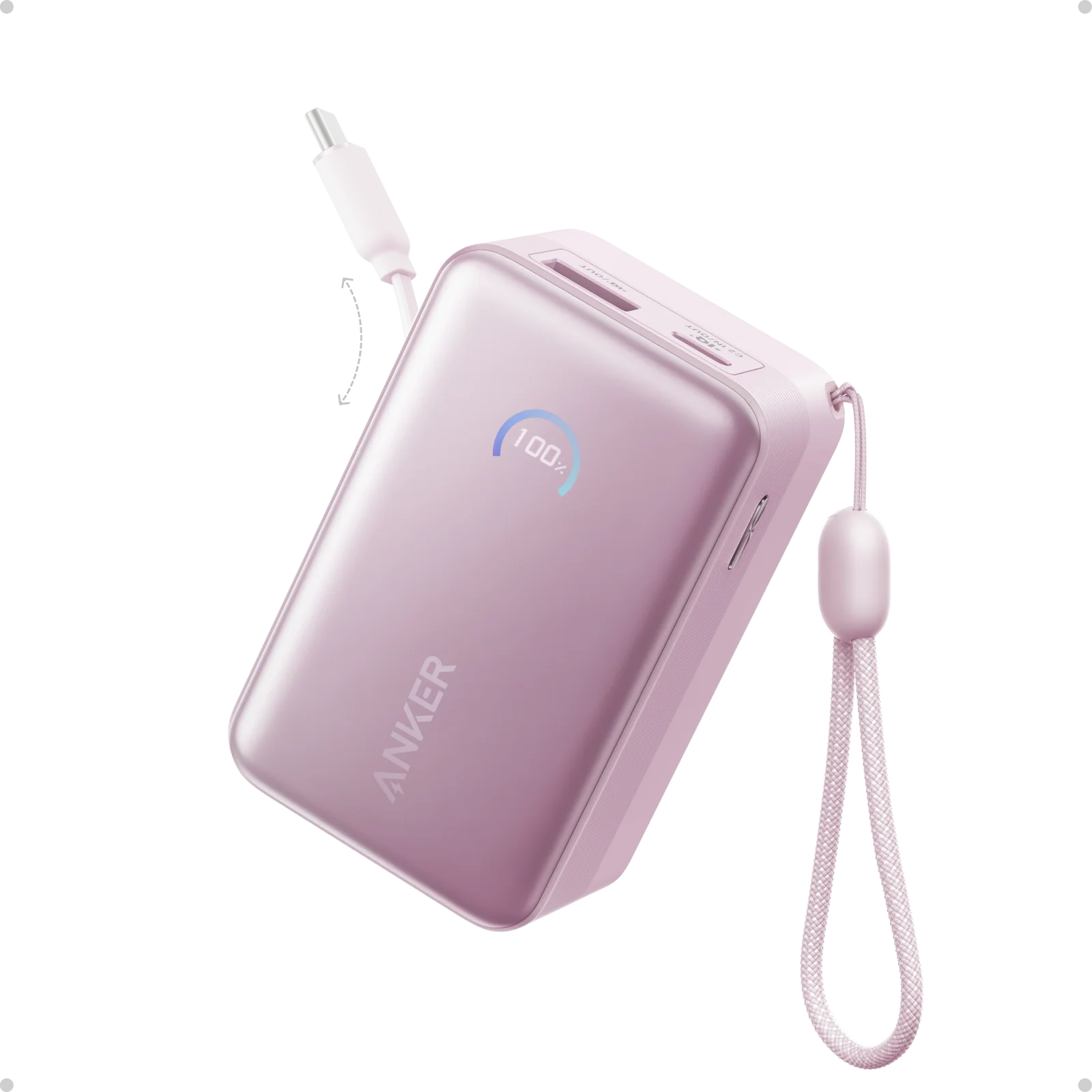 Anker Nano Power Bank (10K, 45W, Built-In Retractable USB-C Cable)_Pink Anker Nano Power Bank (10K, 45W, Built-In Retractable USB-C Cable) - Image 1