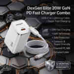 DexGen Elite 20W GaN PD Fast Charger Combo with USB-C to Lightning Cable Super Fast Charging